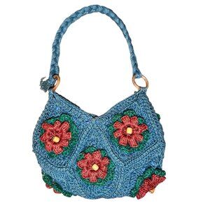 3D Flower Crochet Shoulder Bag Boho Bohemian Art Floral